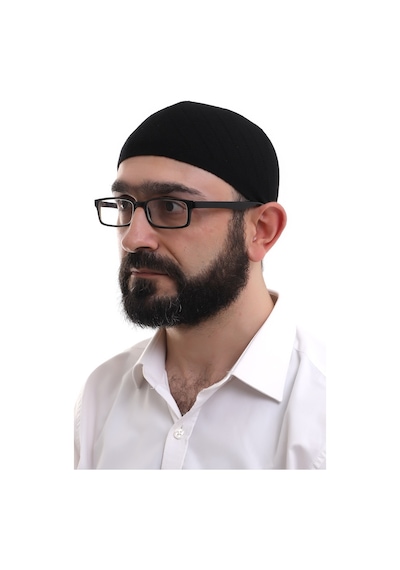 Siyah Kışlık Çapraz Desenli Dokuma Takke Siyah