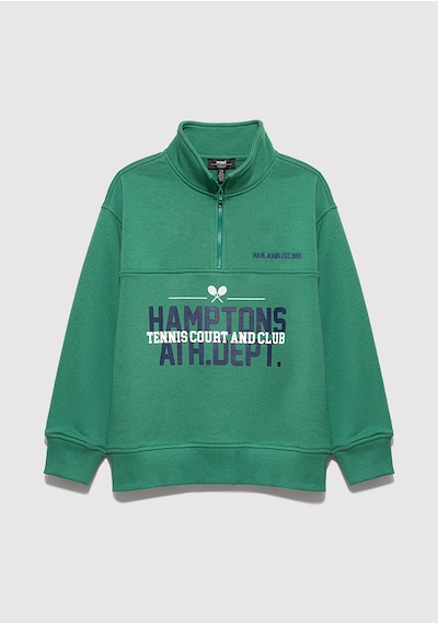 Mavi - Baskılı Kapüşonlu Yeşil Sweatshirt 6s10169-71697 Yeşil