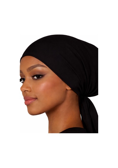 Hijabchi Siyah Dikişsiz Bone Düz Ve Dantelli Hacimli Model Kaymaz Şal Altı Bone