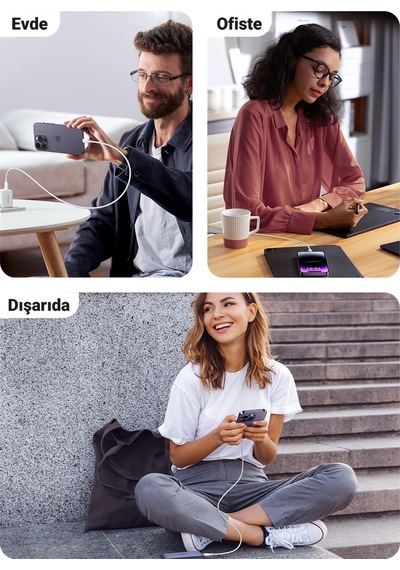 Ugreen Usb-c - Lightning 3a Pd Mfi Sertifikalı Hızlı Şarj Kablosu, 2 M, Beyaz, 60749 2 Metre
