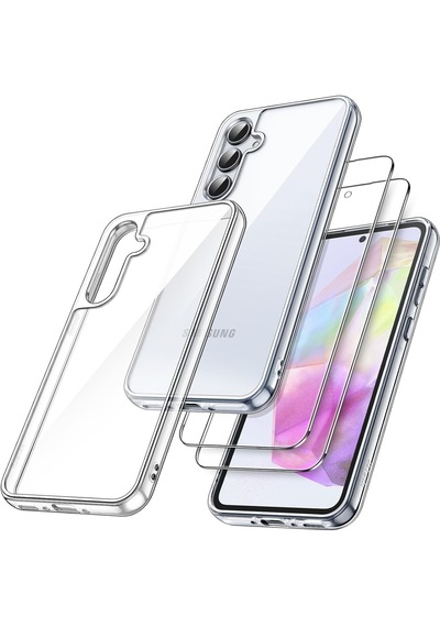 Galaxy Uyumlu A35 Şeffaf Kılıf + Cam Ekran Koruyucu (1 CAM 1 KILIF)