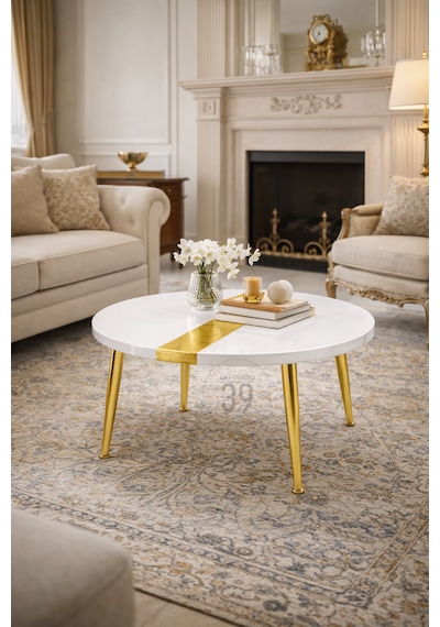 Aurum Blanc 60 Cm Beyaz & Altın Modern Orta Sehpa Gerçek Altın Varaklı Yüksek Parlak Epoksi Tasarım, Modern Lüks Ev Dekoru Beyaz - Altın Aurum Blanc 60 Cm Beyaz & Altın Modern Orta Sehpa Gerçek Altın Varaklı Yüksek Parlak Epoksi Tasarım, Modern Lüks Ev Dekoru Beyaz - Altın