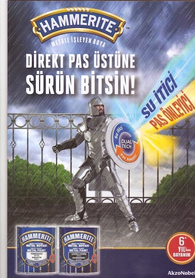 Hammerite Direkt Pas Üstü Metal Boyası 0,75 Lt Düz