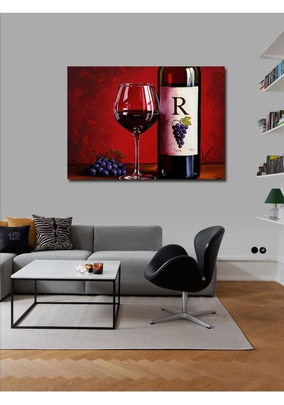 Kanvas Tablo Şarap Ve Üzümler 50cmx70cm
