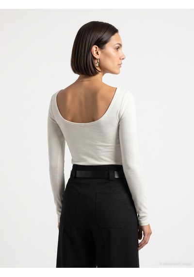 Dilvin 33237 Bra-free Uzun Kollu Top Ekru