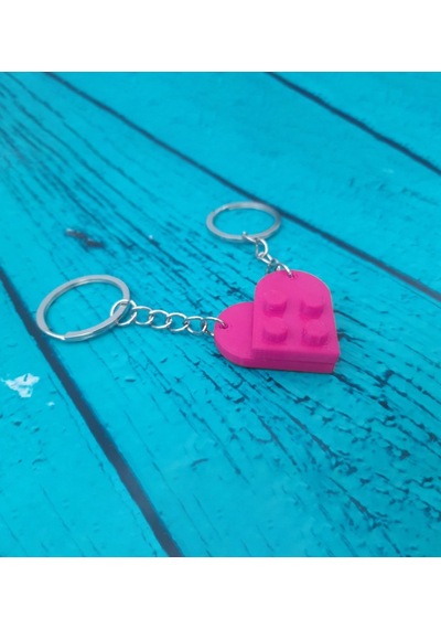 Seninle Anlam Bulurum Lego Dizayn Kalp Anahtarlık 2'li Pembe Renk Çok Renkli