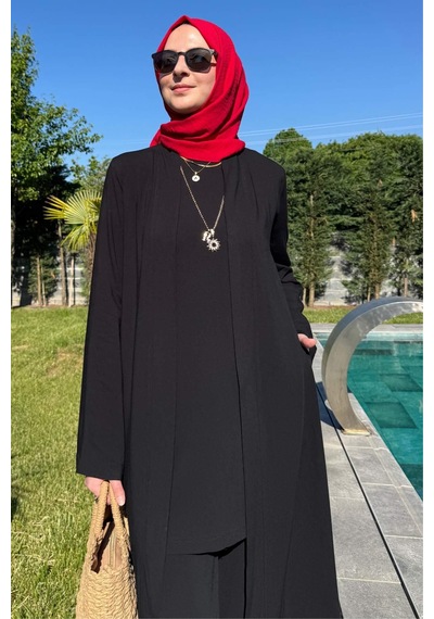 Rabia Şamlı Yaren Üçlü Takım Siyah Çok Renkli