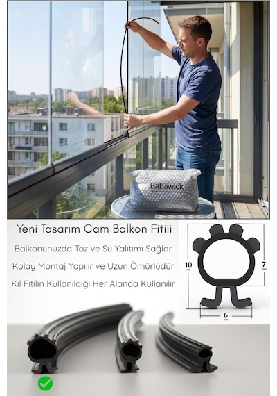 Cam Balkon Fitili 10mm Yükseklik 5m Uzunluk Toz Ve Yağmur Suyu Yalıtımı İçin Kıl Fitil Alternatifi Diğer