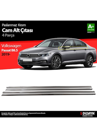 S-Dizayn Vw Passat B8.5 Krom Cam Çıtası 4 Parça 2019 ve Üzeri S-D