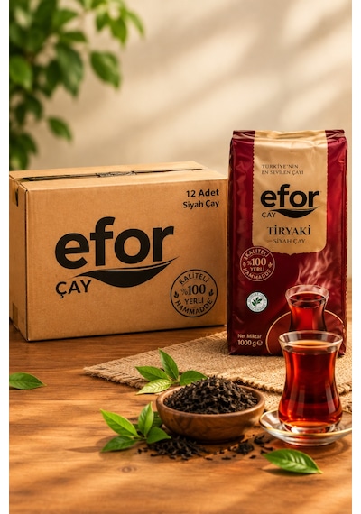 Efor Çay Tiryaki Siyah Çay 1000 Gr X 12 Adet