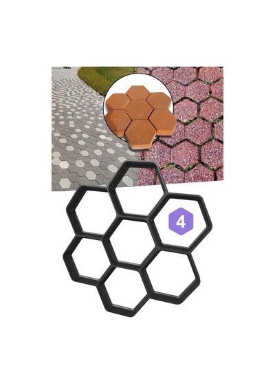 Zemin Kaplama Kalıbı Beton Tuğla Kalıbı Bahçe Parke Taş Kalıbı 46x46 Cm Altıgen Petek 4 Adet