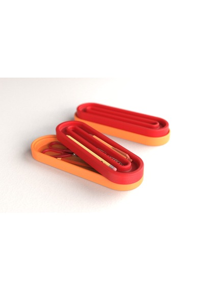 Tıdy Base - Desk Organizer Renkli Kapaklı Kalemlik Seti Kalem, Makas Ve Ataş Düzenleyici Turuncu