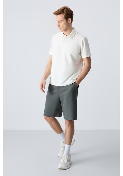 Air Jones Tommy Life Haki Pamuklu Kalın Yumuşak Dokulu Standart Fit Basic Erkek Şort - 81275 Haki