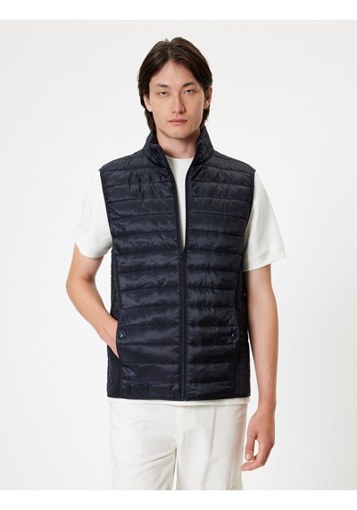 Koton Şişme Yelek Slim Fit Dik Yaka Cep Detaylı Lacivert 5wam20123hw Lacivert