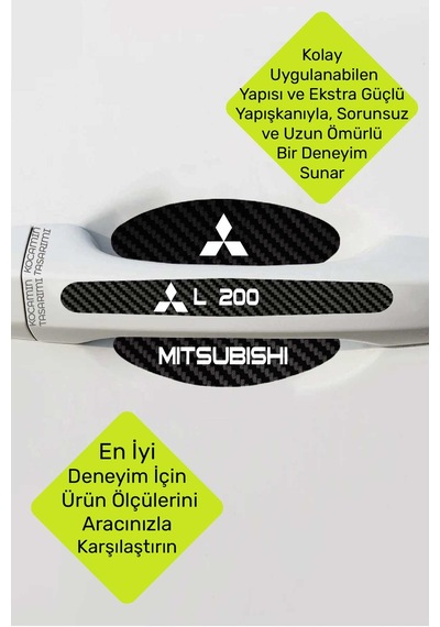 Karbon Desenli Mitsubishi L 200 Kapı İçi Kolları Çizilmelere Karşı Koruma Folyo Seti - Şık Dekoratif Tasarım