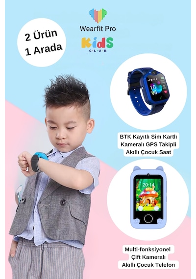 Wearfitpro Sim Kartlı Btk Kayıt Gps Konum Takipli Kameralı Akıllı Çocuk Saat Ve Multifonksiyonel Çocuk Telefonu