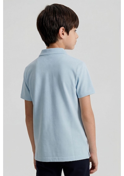 Tommy Life Açık Mavi Polo Yaka Standart Fit Basic Unisex T-shirt - 11330