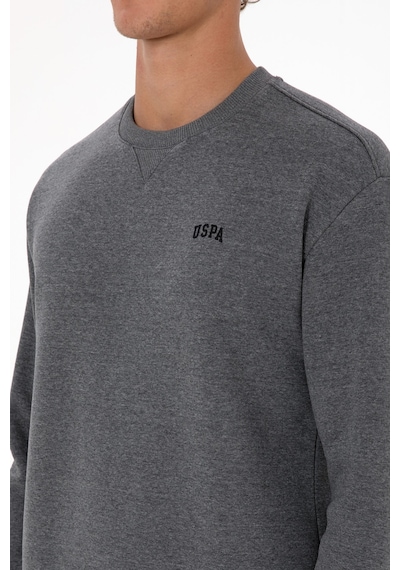 U.S. Polo Assn. Erkek Comfort Fit Bisiklet Yaka Şardonlu Antrasit Melanj Basic Sweatshirt 50313757-VR081