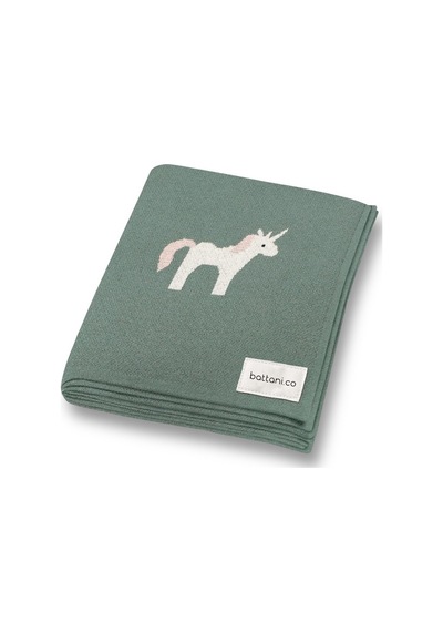 Kız Ve Erkek Bebek Için Triko Örgü Bebek Battaniyesi 85cm X85cm Unicorn Yeşil Yesil3 Yesil3