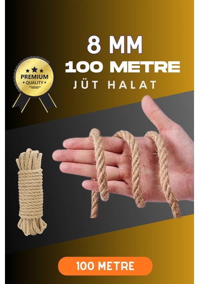 8 Mm 100 Metre Jüt Halat Dekoratif Hasır İp Urgan Süs Çeşidi