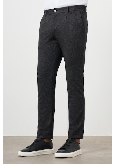 Morven Erkek Siyah Poliviskon Trend Pileli Slim Fit Spor Pantolon Siyah