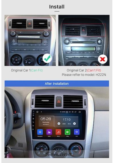 Toyota Corolla 2007-2012 Multimedya Navigasyon Usb Kamera Carplayer 4 Ram Uyumlu