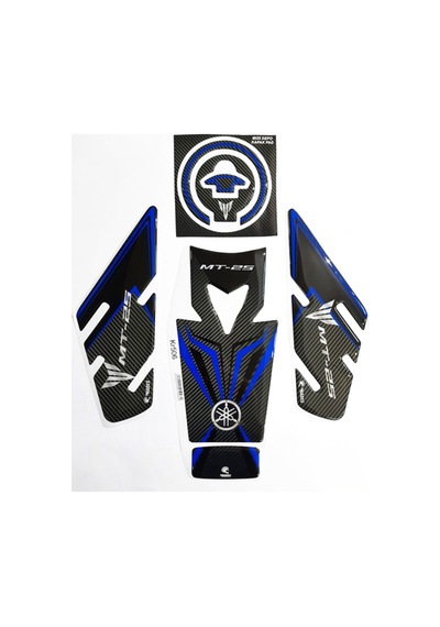 Hades Yamaha Mt-25 Uyumlu Tank Pad Seti Karbon Mavi Depo Koruma Siyah