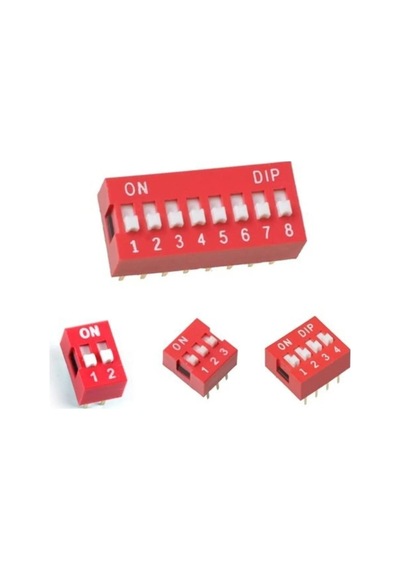 5 Adet 8 Pin Dıp Switch Kırmızı On Off 2.54 Mm Pcb Rodevino