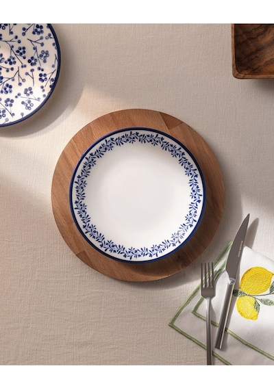 Madame Coco Rêve Bleu Couronne pasta tabağı 19 cm Mavi - Beyaz