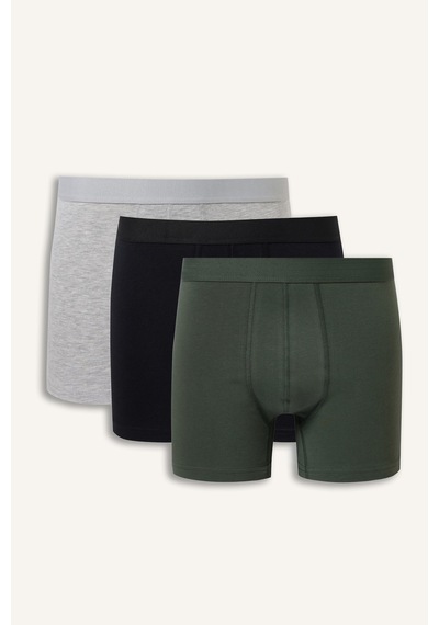 Defacto Regular Fit Beli Lastikli 3lü Pamuklu Boxer Seti I1733ax26aukh236 Haki-kh236