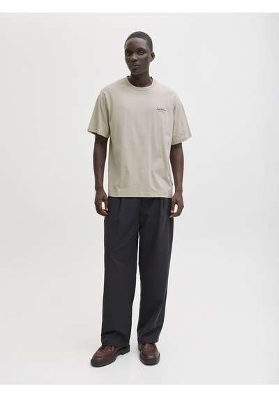 Jack & Jones Jack Jones Yazı Desenli Erkek Yuvarlak Yaka Tişört 12287990 Bej