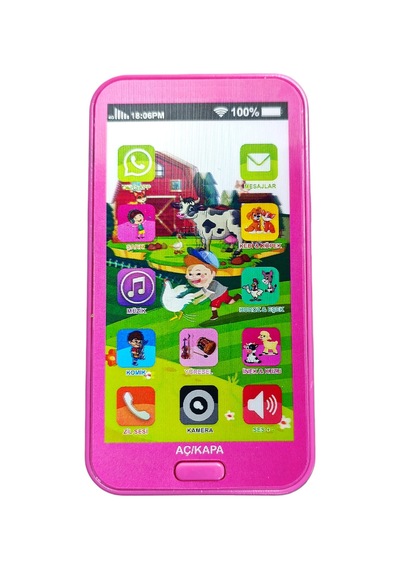 Oyuncak Kukuli Cep Telefonu Dokunmatik 12 Fonksiyonlu Türkçe Sesli Işıklı Müzikli Telefon Pembe