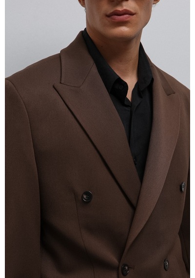 Antioch Relax Fit Kruvaze Erkek Blazer Ceket Kahve