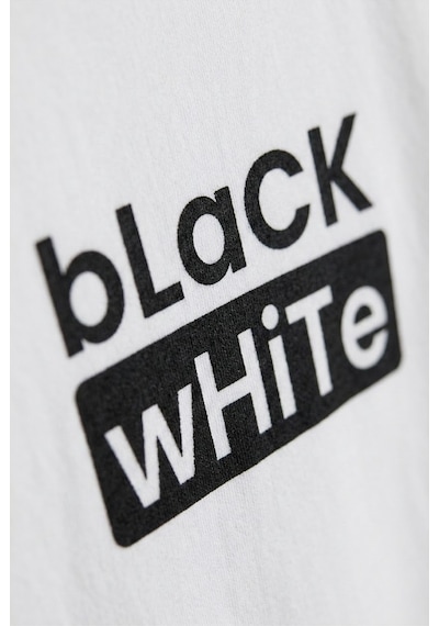 Kadın Oversize Tişört Black White Baskılı Beyaz