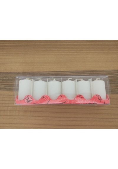 6'Lı Kokusuz Bozkurt Silindir Mum 3*6Cm Beyaz (352330318)