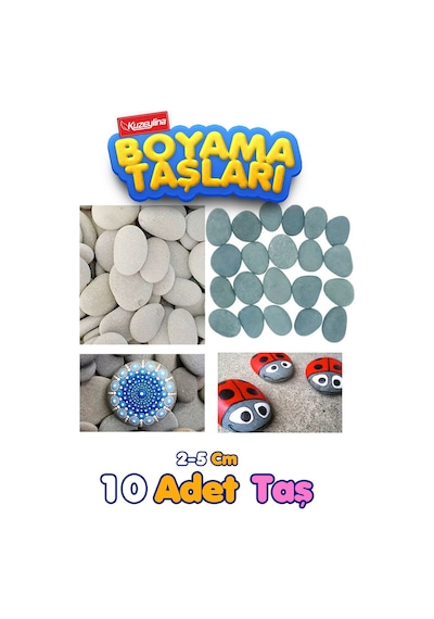 Doğal Taş Boyama Seti - 2-5 Cm Boyutlarında, 10 Adet