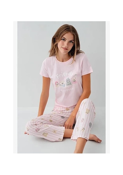 Angbutik Rolypoly Rp3810-s Kadın Kısa Kol Pijama Takımı PEMBE