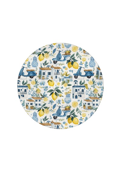 Capri 351 Blue Blanc Mavi Bej Limon Ev Tasarım Modern Yıkanabilir Halı Koridor Hol Oda Ev Halısı Çok Renkli