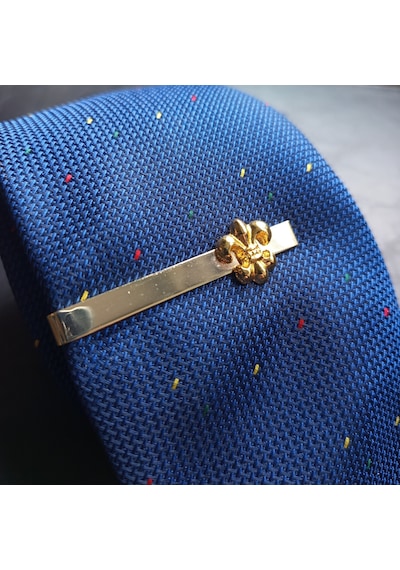 Fleur De Lis Figürlü Geçmeli Kol Düğmesi Ve Kravat İğnesi Seti Altın