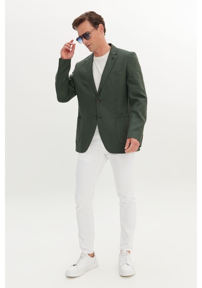 AC&Co / Altınyıldız Classics Erkek Hakı Keten Slim Fit Dar Kesim Mono Yaka Torba Cepli Ceket Haki AC&Co / Altınyıldız Classics Erkek Hakı Keten Slim Fit Dar Kesim Mono Yaka Torba Cepli Ceket Haki