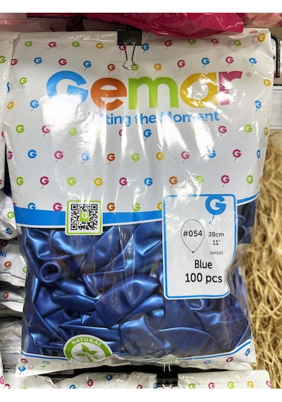 Gemar Parti Doğum Günü Organizasyon Balon - 28 Cm. - Ivory - Blue - 100 Adet Mavi