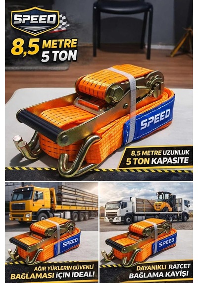 Tr 8,5 Metre 5 Ton Yük Bağlama Kemeri Çift Kancalı Spanzet Genel