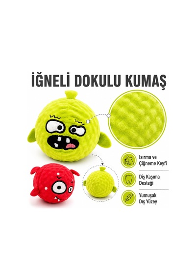 Emojili Sesli Peluş Top Kedi Köpek Oyuncağı - Diş Kaşıma Destekli İğneli Dokulu Isırma Ve Çiğneme Oyunu - Yumuşak Evcil Hayvan Aksesuarı - Stok Durumuna Göre Renk Gönderilir