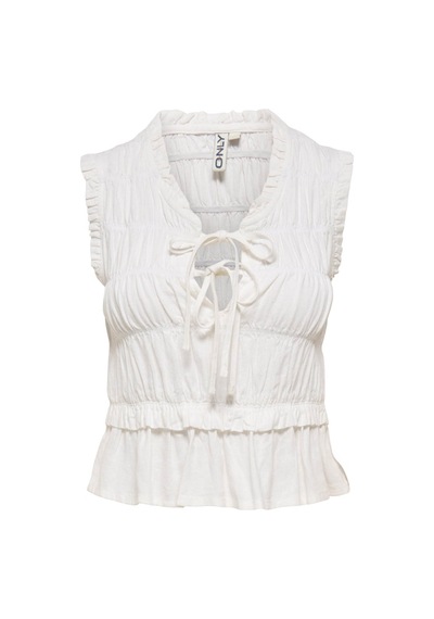 Only Onlgoa S/s Lınen Bl Frıll Top Cc Pnt Beyaz Kadın T-shirt 15363693