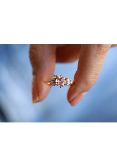 Reis Kuyumculuk T9354 Morganite Hexa Altın Yüzük