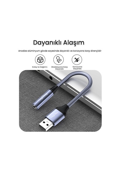 Usb-a To 3.5mm Jack Aux Mikrofon Destekli Dac Chip Hifi Ses Kartı