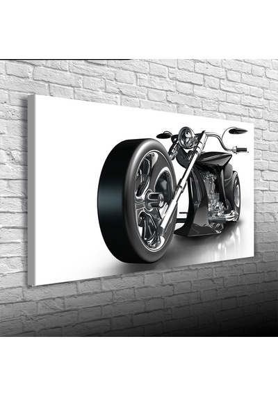 Futuristik Siyah Motosiklet Kanvas Tablo 60 X 120