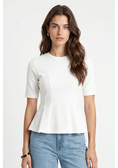 Ritnice Kadın Ella Beyaz Peplum Bluz Beyaz