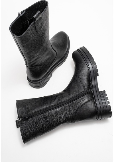 Ataköy Ayakkabı Kadın Hakiki Deri Kalın Taban Mid-calf Bot - Pyz888-sıyah Floter
