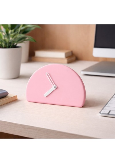 Modern Minimalist Yarım Daire Masa Saati - 5 Renk Seçeneği Pembe